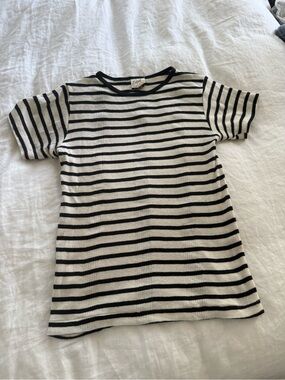 Edith Miller Striped Black & White Short Sleeve Tee 100% cotton